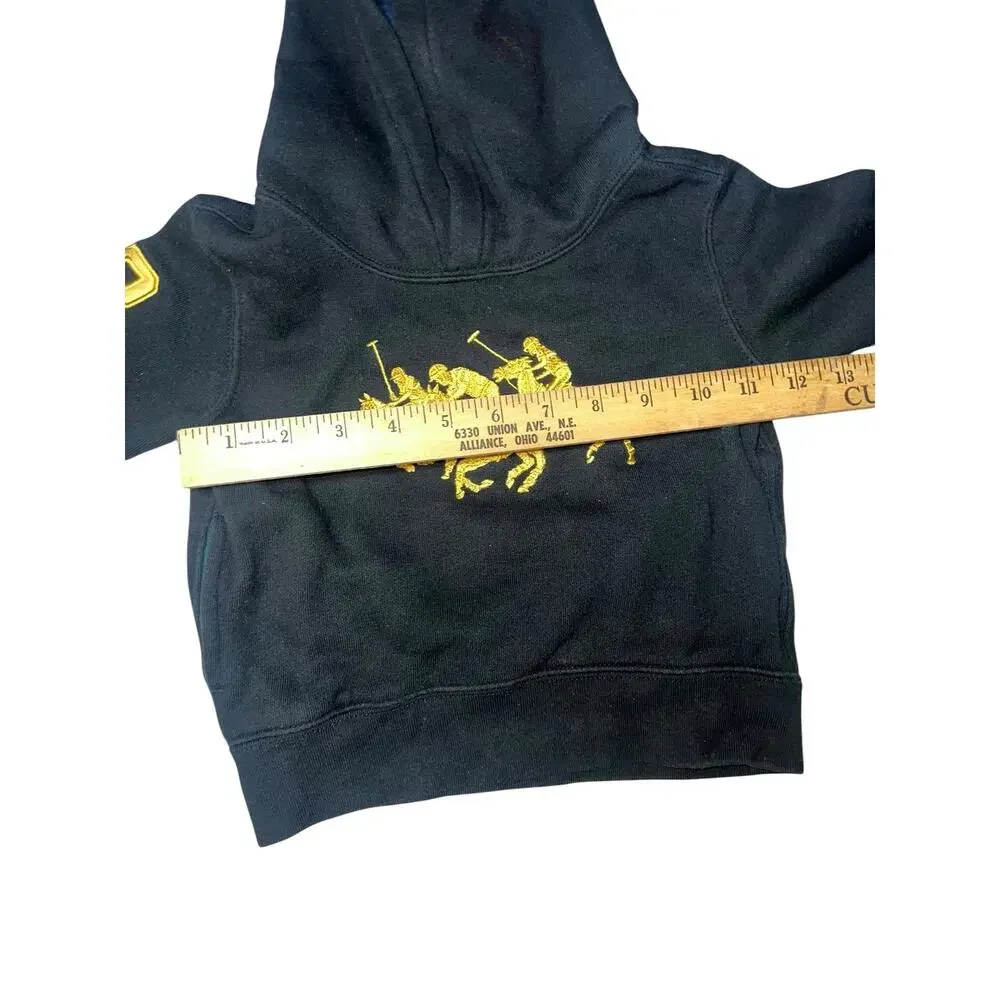 Polo Ralph Lauren Embroidered Triple Pony black hoodie sweatshirt toddler 2/2T